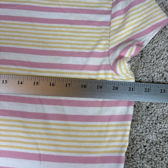 Tommy Hilfiger T Shirt Womens Short Sleeve Striped Pink Yellow Cotton Size XXL - Picture 7 of 7